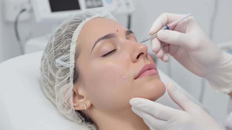 Neurologist administering Botox injections to a Medicare patient for chronic migraine treatment.