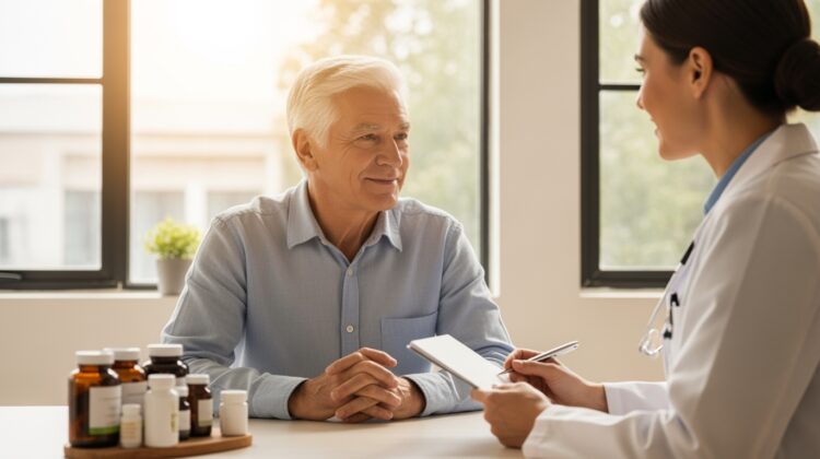 Medicare patient meeting with a naturopathic doctor to discuss holistic treatment options.