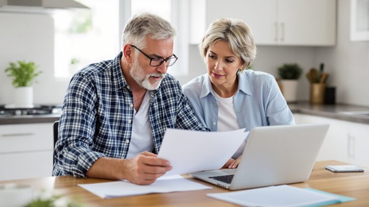 Senior couple reviewing retiree health insurance options including Medicare, Marketplace plans, and COBRA coverage.