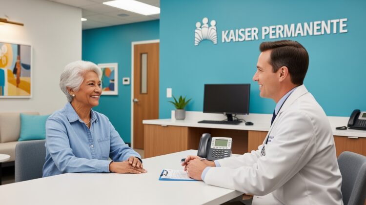 Senior patient meeting with a Kaiser Permanente doctor to review Medicare Advantage plan options.